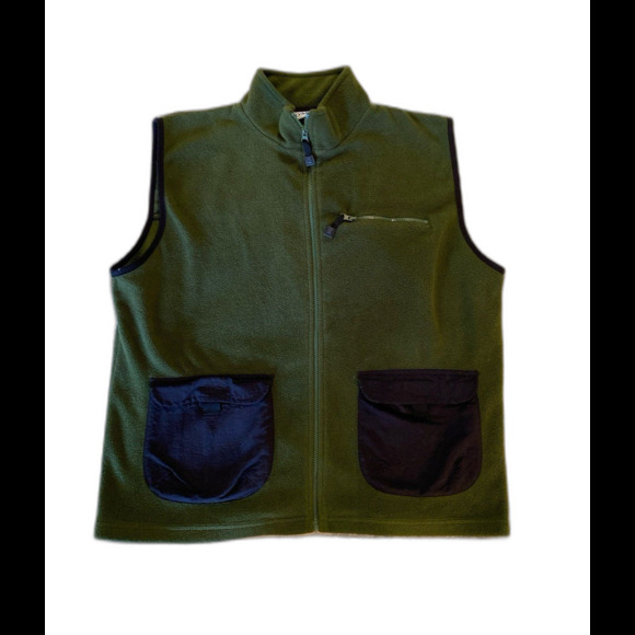 USA Olympic Men’s Vest Sz Large 42/44 Hunter Green Fleece  Black Trim Pockets - Picture 1 of 12